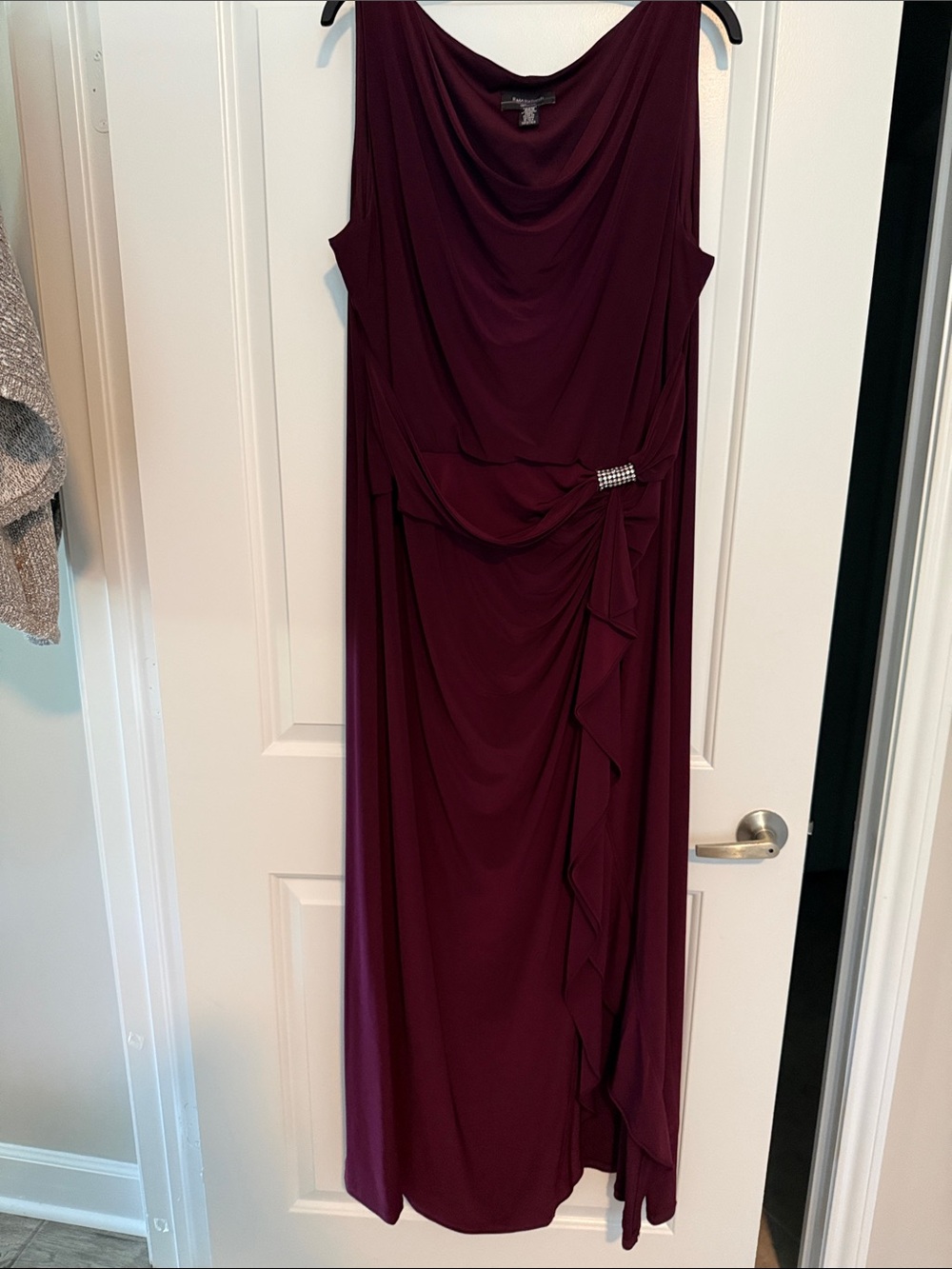 R&M Richards Sleeveless Draped Maxi Dress in Plum